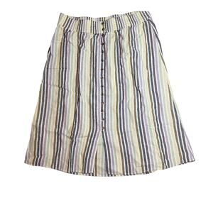 Striped Button Front Skirt Women’s A-Line High Waist Pastel Lightweight Pockets